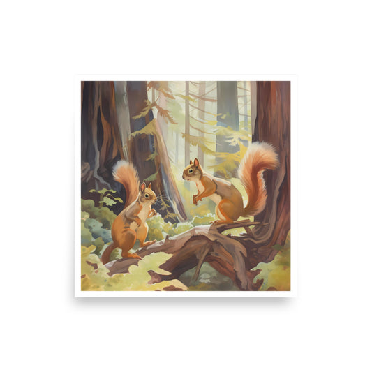 California Redwood Squirrels Art Print